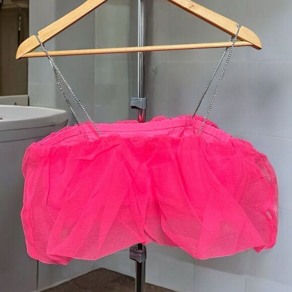 NWT Anthropologie Maeve Diamond-Strap Crop Top Pink for NEW YEAR’S EVE - Picture 7 of 8